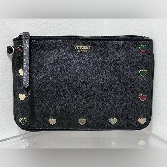 Victoria's Secret Accessories - Victoria Secret Black Wristlet With
Gold Hearts